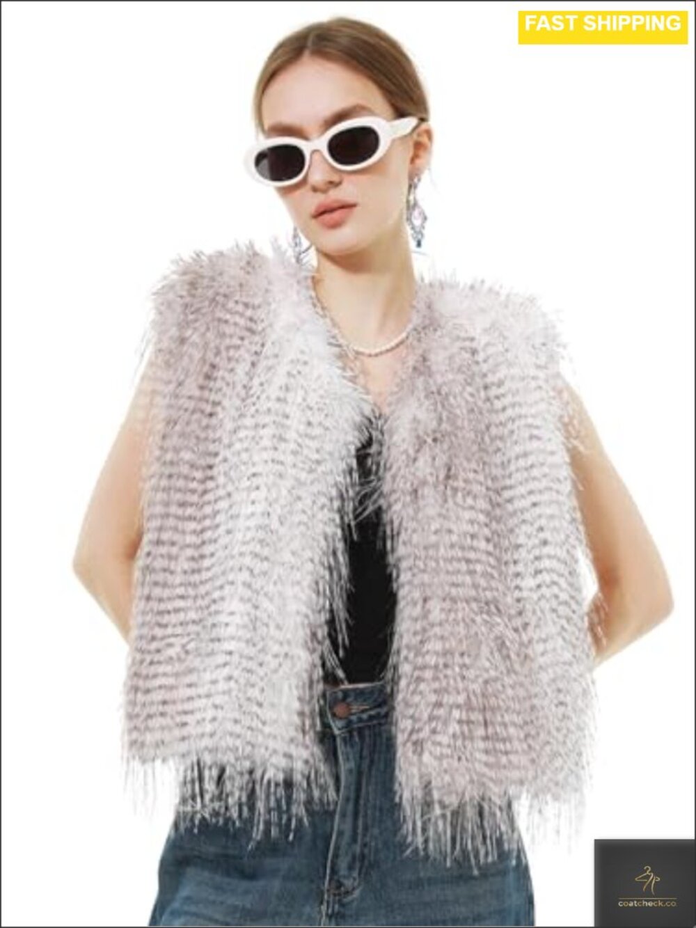 Faux Fur Vest Fluffy Long Fur Warm Sleeveless Winter Coat